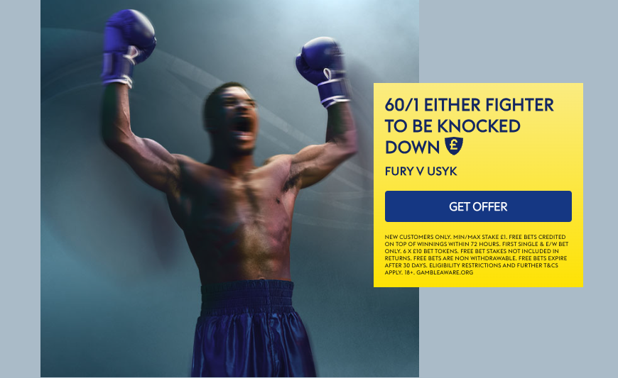 Sky Bet Welcomer offer - Get 60/1 On Either Fighter To Be Knocked Down In Fury vs Usyk